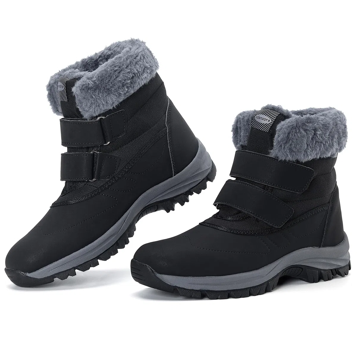 Botas de nieve para mujer, zapatos de invierno impermeables para exteriores, cómodo forro de piel artificial y botas planas cálidas antideslizantes con hebilla mágica para mujer.