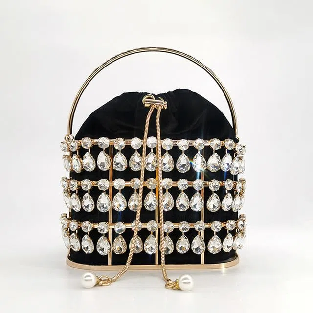Bolso de Mano de Noche con Diamantes de imitación de Cristal Grande, Bolsos de diseñador de Lujo para Mujer, Bolso Dolly de Fiesta Nupcial de Terciopelo de Metal para Mujer, Bolso