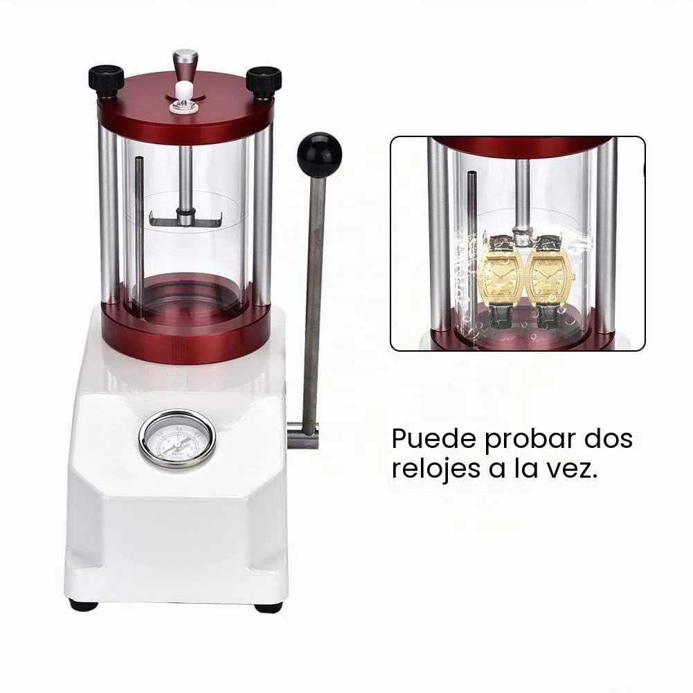 Probador de Resistencia al Agua para Relojes 6ATM, Máquina de Prueba Impermeable con Cilindro Transparente para 2 Relojes, Herramienta de Presión para Relojeros y Reparación