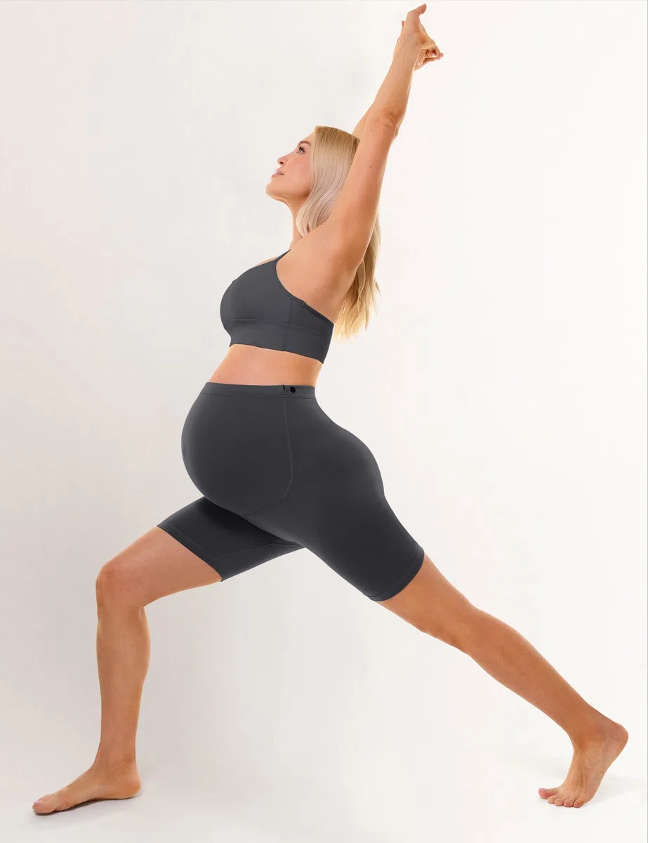 BONVIGOR Buttercloud - Pantalones cortos de maternidad sobre el vientre, pantalones cortos de 5 pulgadas para embarazo, pantalones de yoga