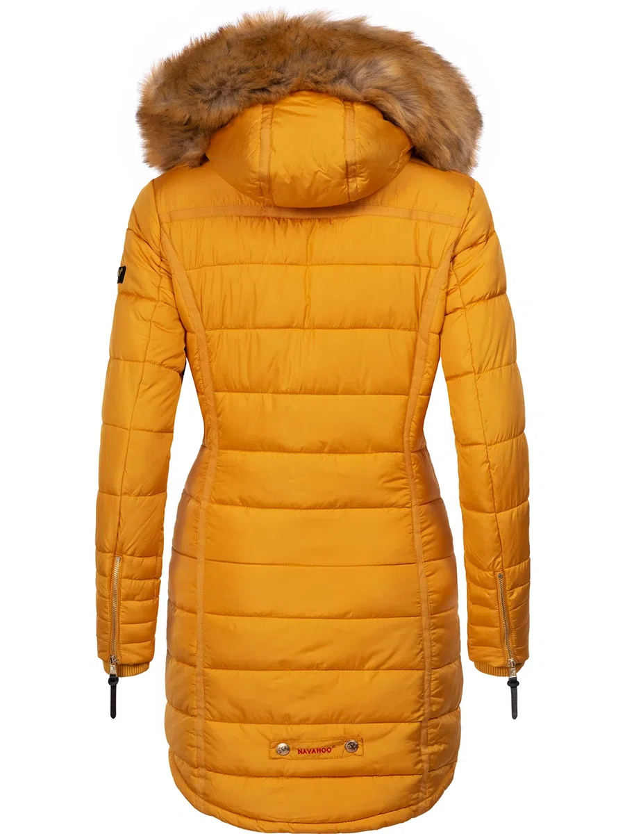 Navahoo Papaya Abrigo Guateado extralargo de Invierno para Mujer con Capucha de Pelo sintético 12 Colores XS-XXL