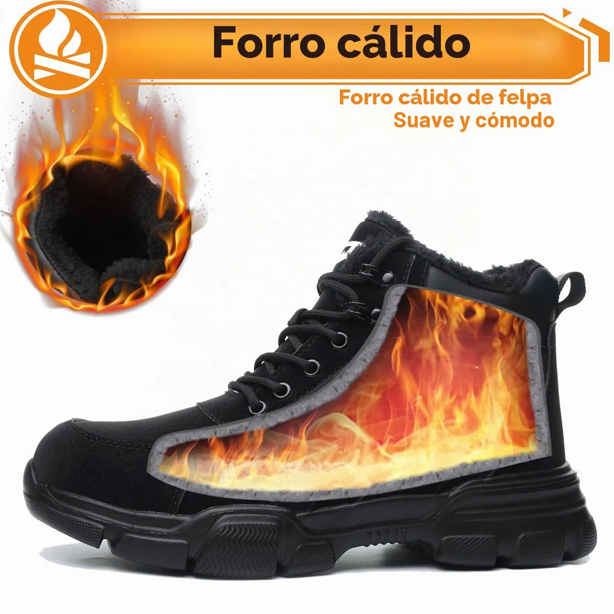Zapatos de Seguridad de Invierno Impermeables Zapatos de Trabajo para Hombre Mujer Botas de Seguridad Ligeros Antideslizantes con Forro Cálido Punteras de Acero