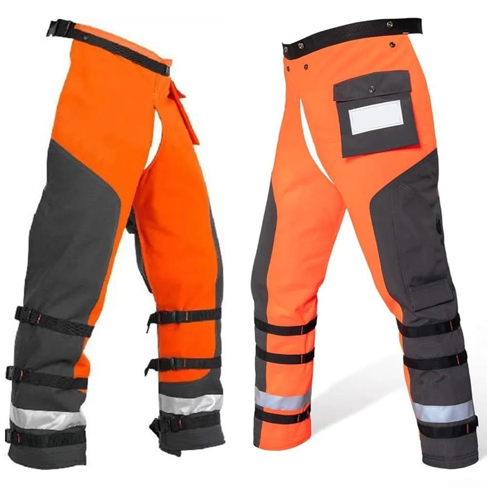 Pantalones de motosierra con 9 capas protectoras y cierres ajustables en la cintura y las piernas para mayor seguridad y comodidad durante el trabajo, como se muestra en la imagen., L