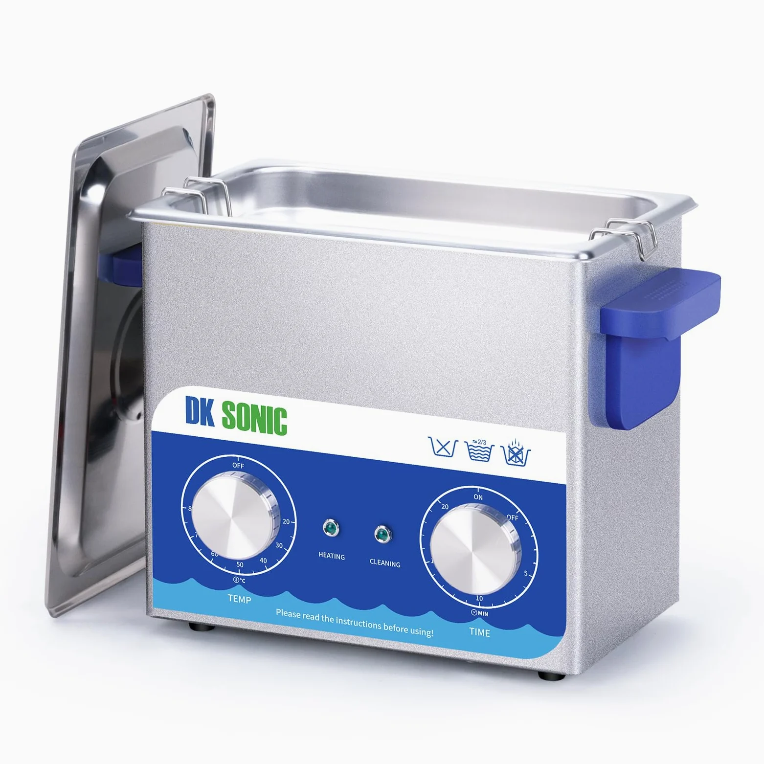 DK SONIC Limpiador Ultrasónico, Limpiador Ultrasónico de Joyas de Acero Inoxidable de 3L 120W con Calentador y Temporizador Mecánico para Lmpiar Joyas, Anteojos, Monedas (Cesta Incluida)