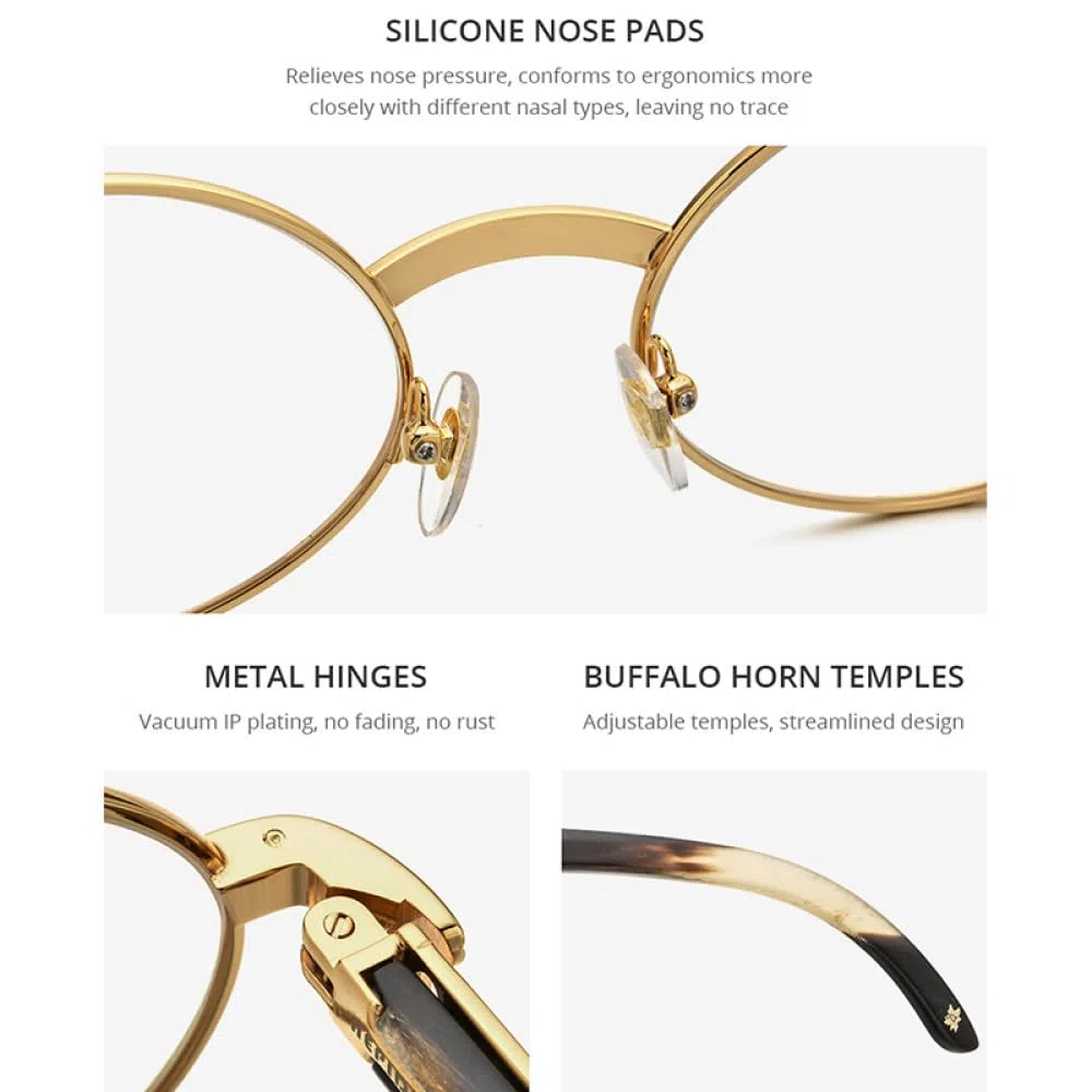 MUTYNE Montura de gafas para hombre y mujer, anteojos redondos, montura de lujo