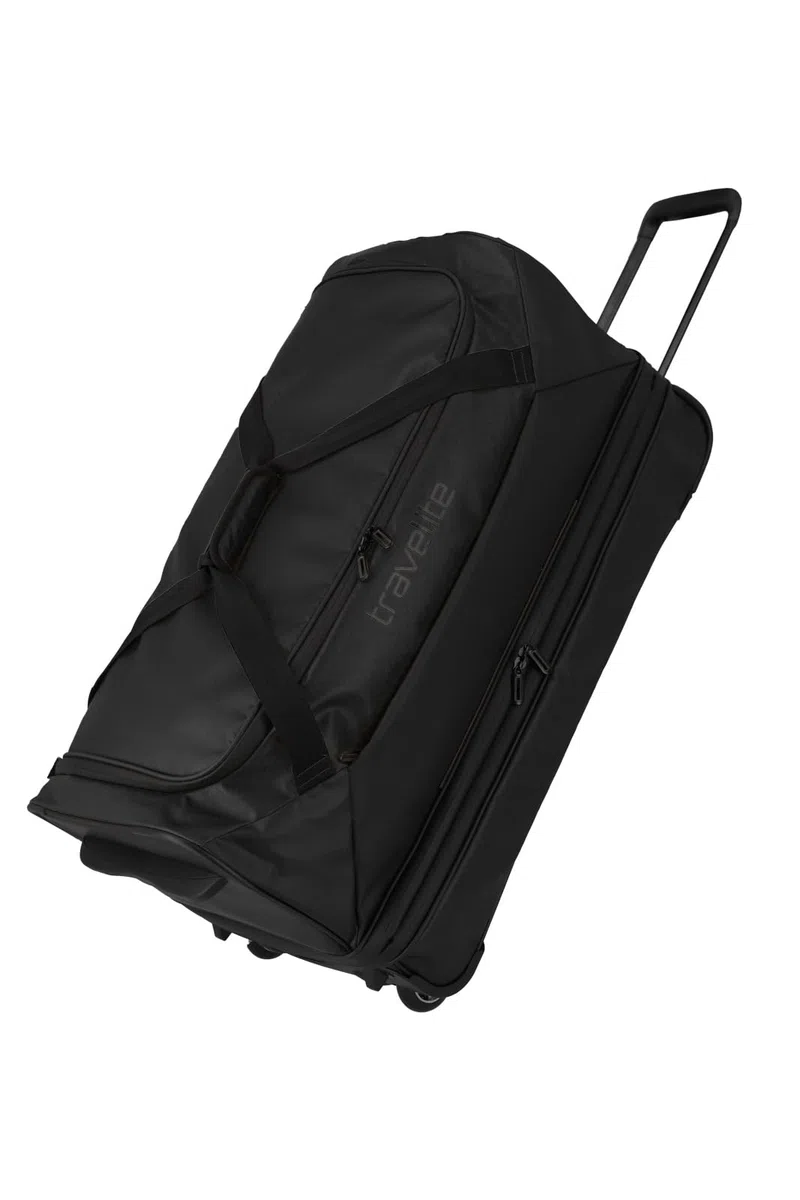 Travelite Bolsa de viaje trolley con ruedas de material repelente al agua, Basics equipaje blando con fuelle expansión, 70 cm, 98-119 litros, Negro