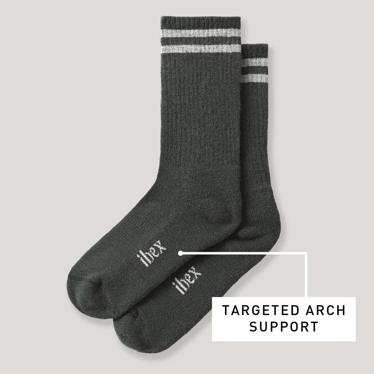 IBEX Calcetines ligeros unisex de lana merino para senderismo, calcetines transpirables con soporte de arco y talón y puntera reforzados