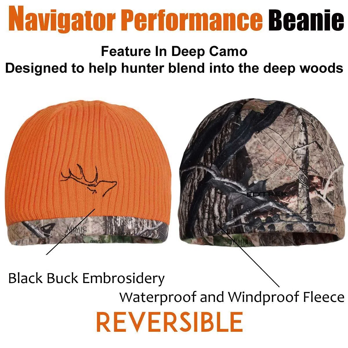EDTREK Gorro de camuflaje impermeable y resistente al viento, sombrero de caza de rendimiento de camuflaje naranja Timber and Blaze