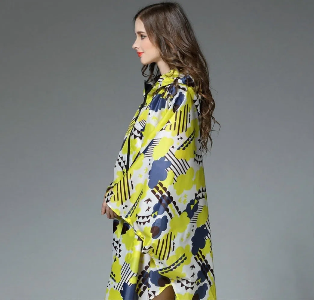 Capa de Lluvia Reutilizable Poncho Impermeable Con Estampado De Para Mujer, Capa Para Lluvia Grande Capucha Y Cremallera Ropa de Agua para Exteriores
