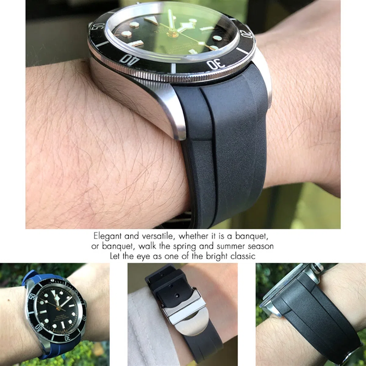 Correa de Reloj de Caucho Natural, 20mm, 22mm, Especial para Tudor Pelagos 1958, 39mm, 41mm, Hebilla Plegable, Correa de Silicona