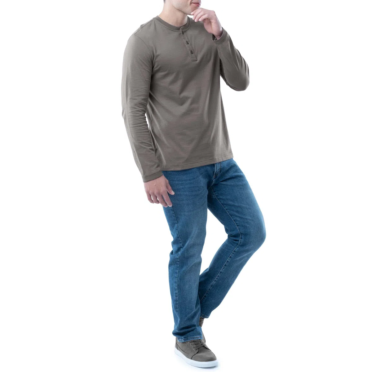Lee Camiseta Henley de Manga Larga de Algodón Lavado Suave Camisa Henley Hombre
