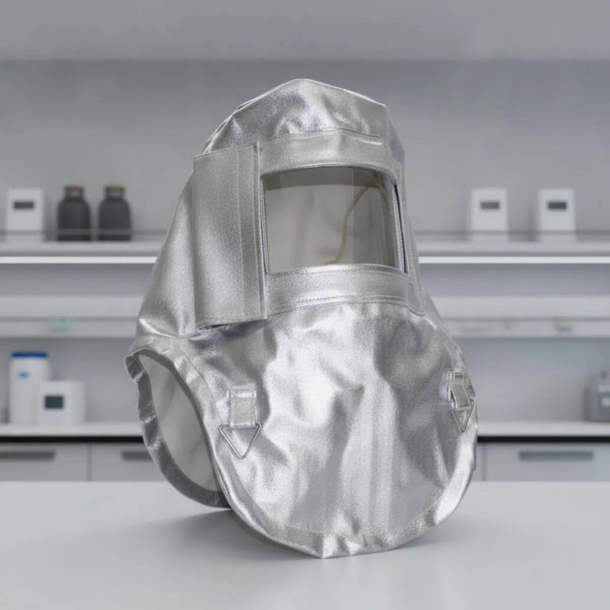 Colcolo Capucha Reflectante de Capucha Anti Casco Térmico Pantalla Facial Protección Térmica Aluminizada con Panel Frontal y Fijación Lateral Despejada