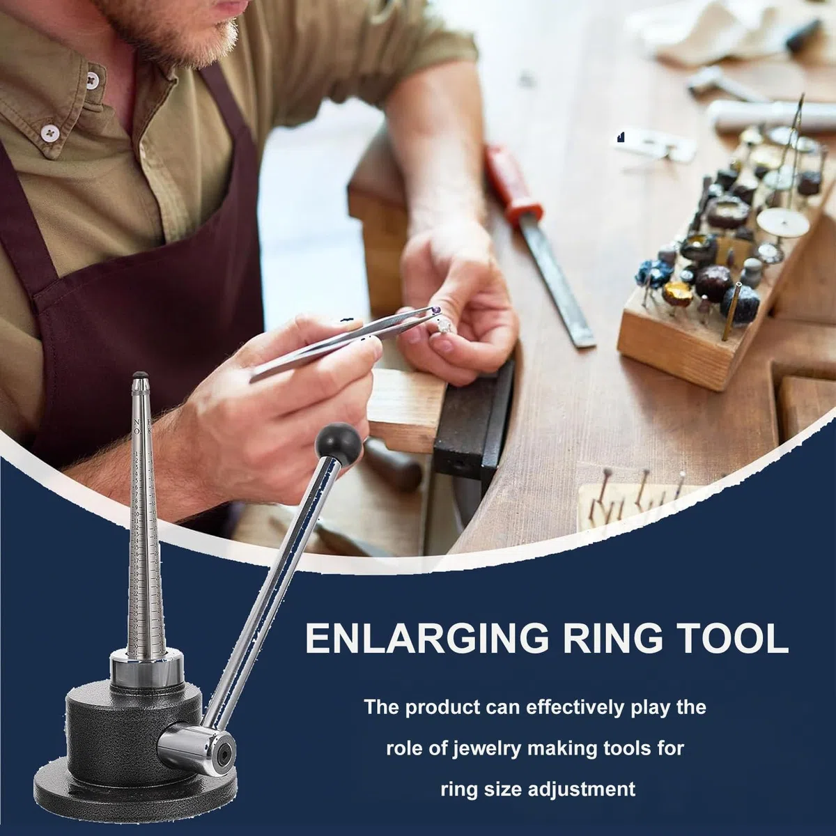 Expansor de anillos de acero, herramienta de ajuste de tamaño de anillo con 4 escalas, mandril de joyería para ampliar tamaños, accesorio para hacer joyas
