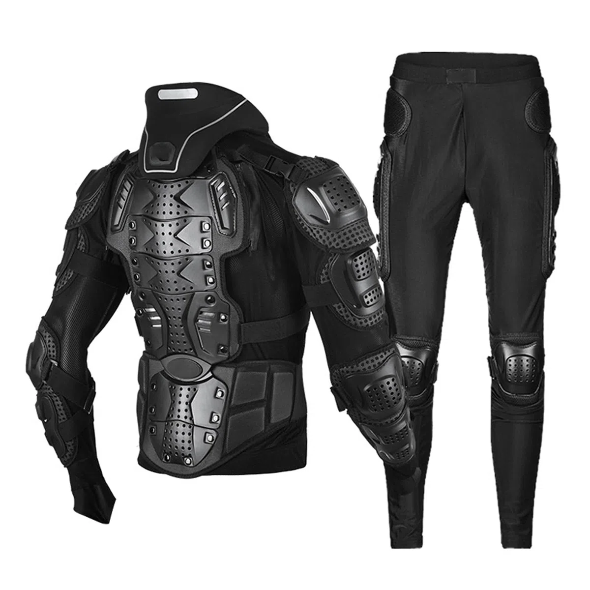 Traje de Protección para Moto con Armadura Completa Equipo de Motocross Transpirable y Ligero con Protectores de Pecho, Espalda, Hombros y Codos Para Dirt Bike, ATV y Carreras,Black-XL
