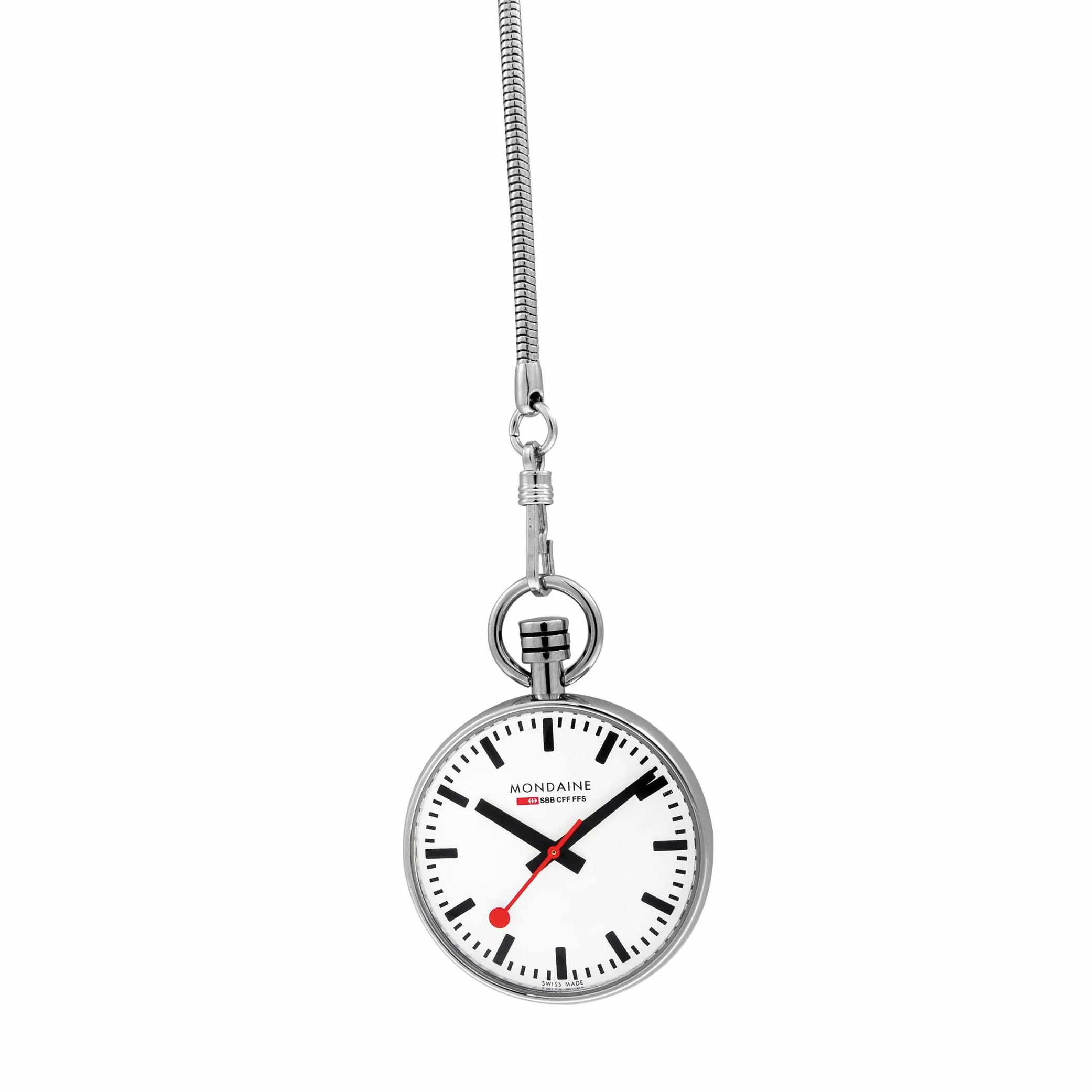 Mondaine Pocket- Reloj de bolsillo, movimiento de cuarzo Ronda 313, acero inoxidable