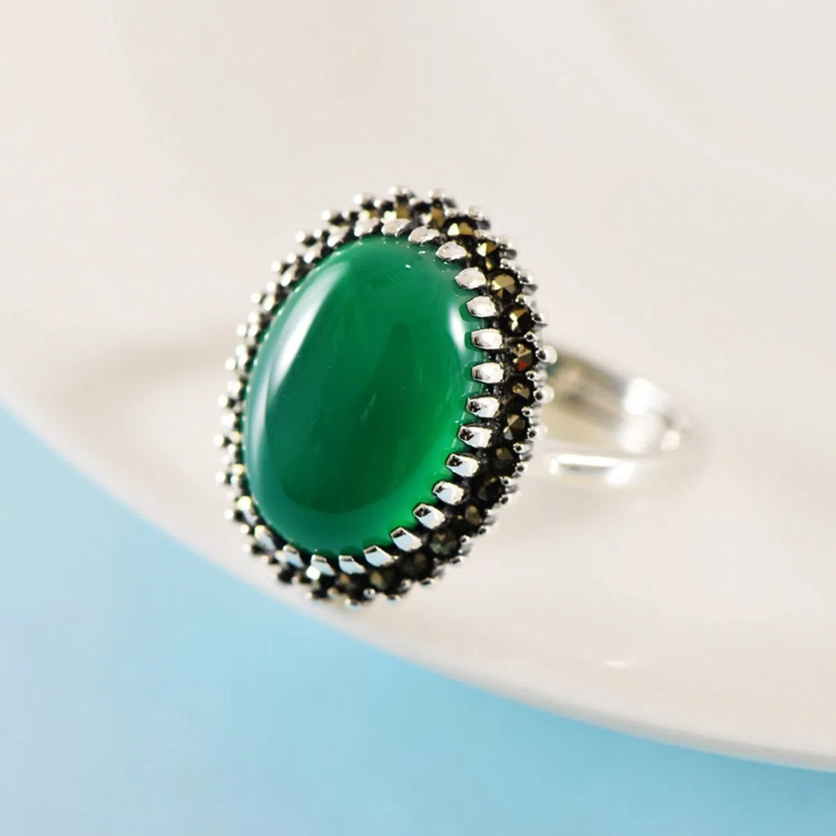 Anillos de plata 925 para mujer, anillo ajustable, ovalado, para mujer, plata, Verstellbar, piedra