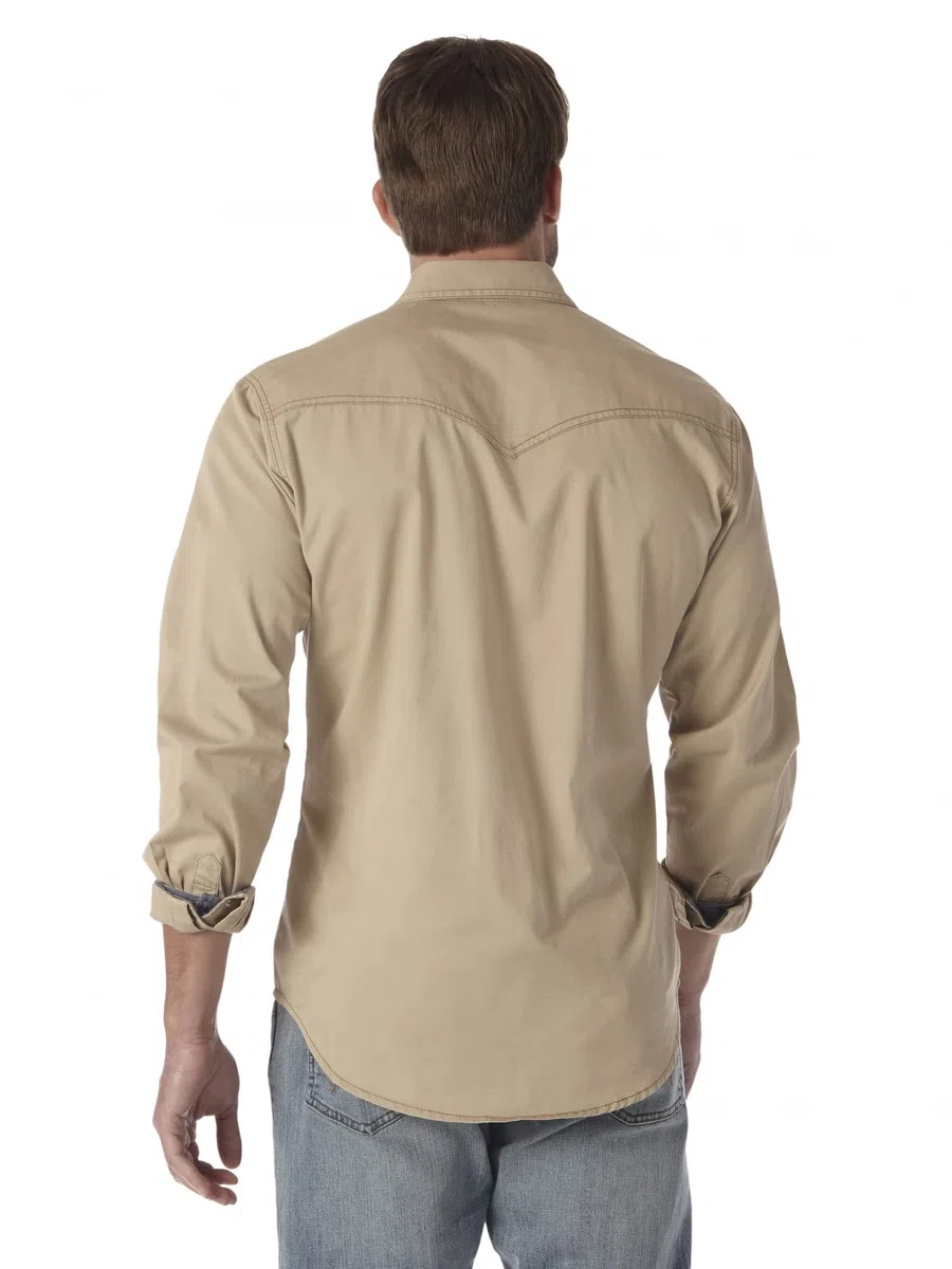 Wrangler Camisa Retro de Manga Larga con Dos Bolsillos Camisa de Vestir Hombre