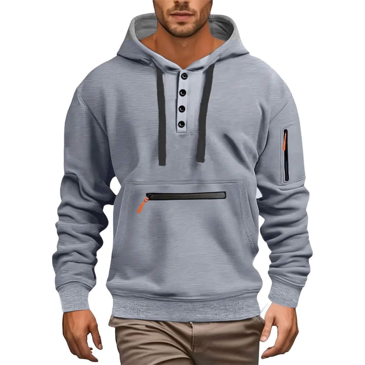 Chaqueta Verano Hombre Sudadera Informal De Manga Larga con Botones Y Medio Botón para Hombre, Otoño E Invierno Sudaderas Futbol Ropa Trabajo Hombres Cremallera Jersey Corta Entretiempo
