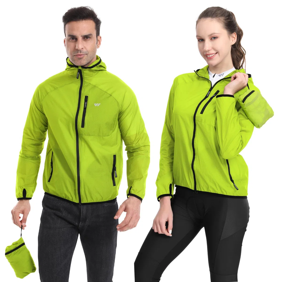 Wulibike Chaqueta de ciclismo para mujer, plegable, ligera y transpirable, chaqueta cortavientos reflectante para ciclismo, senderismo y exterior