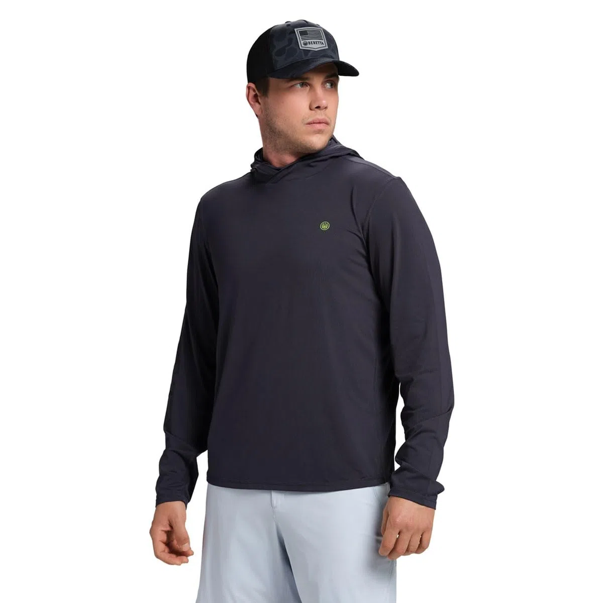 Beretta Keys Flex - Sudadera con capucha transpirable de secado rápido UPF 50+ para hombre, protección solar, casual, para exteriores, activa, manga larga, rendimiento