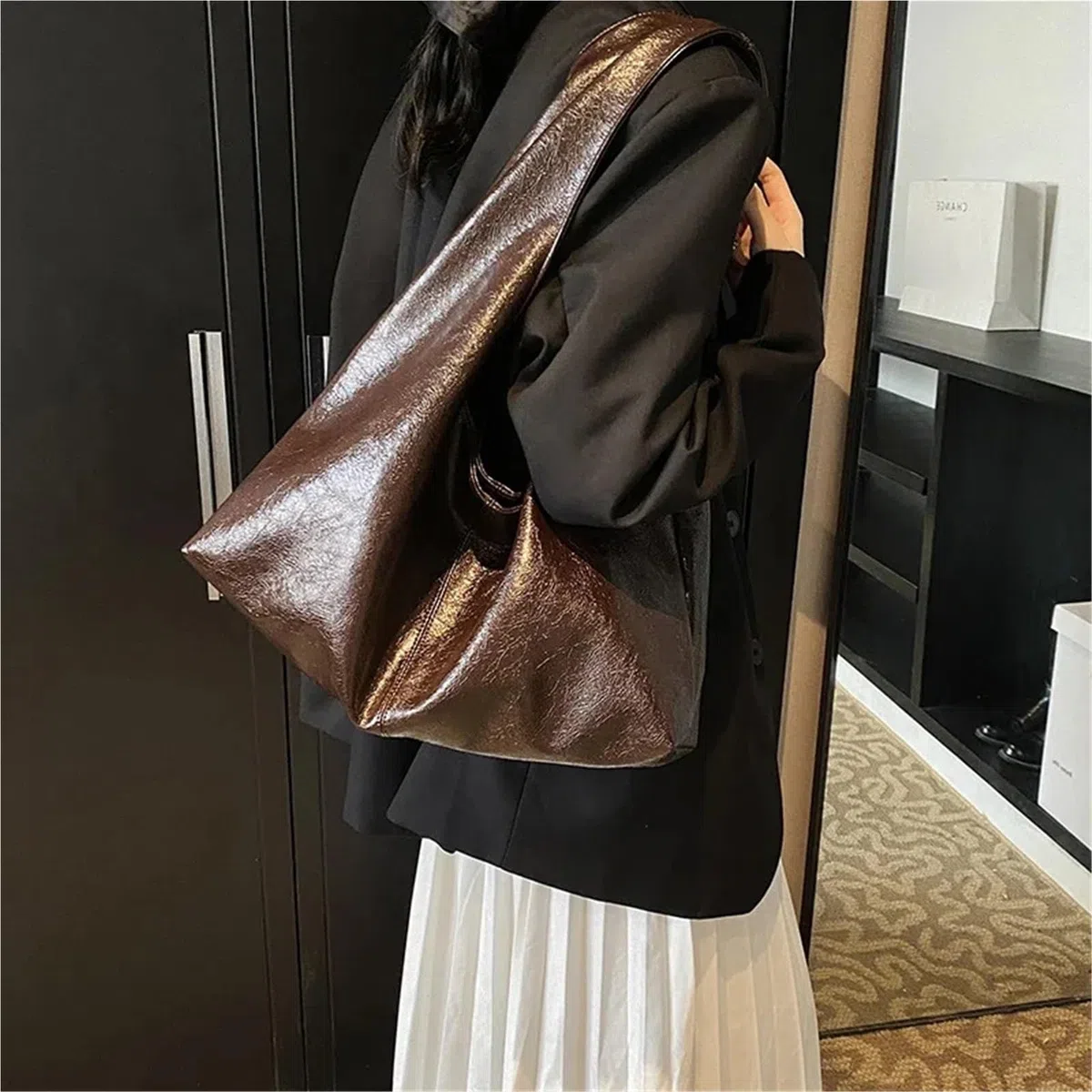 Bolsos grandes tipo hobo de piel sintética for mujer, bandolera, for el hombro, bolsos y carteras Para Viajes Compras Trabajo Citas