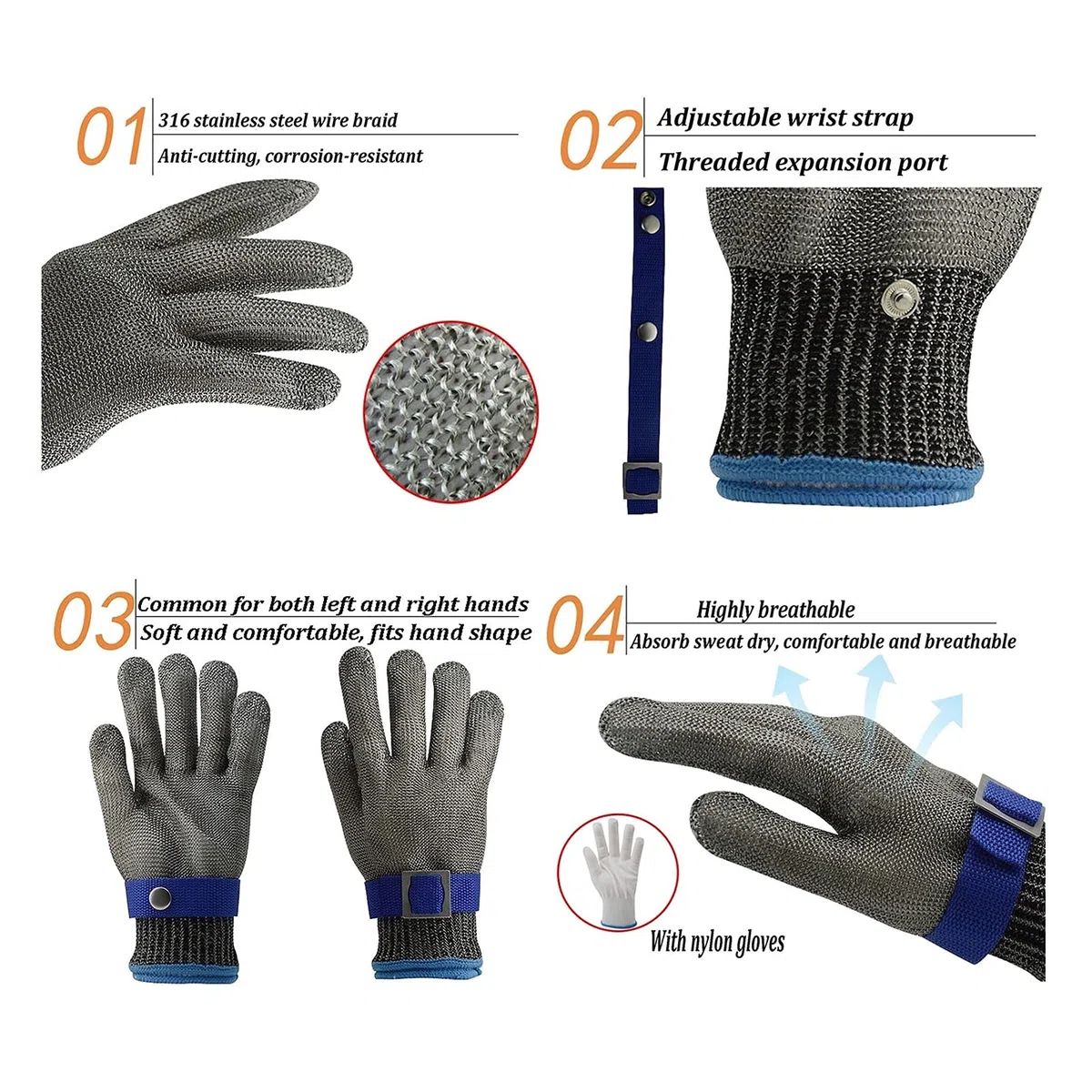 Antiestutado De Acero Inoxidable con 2pcs Guantes, Metal con Las Correas Ajustables del Hombro, For La Operación Segura De Los Porteadores En Granjas Y Fábricas