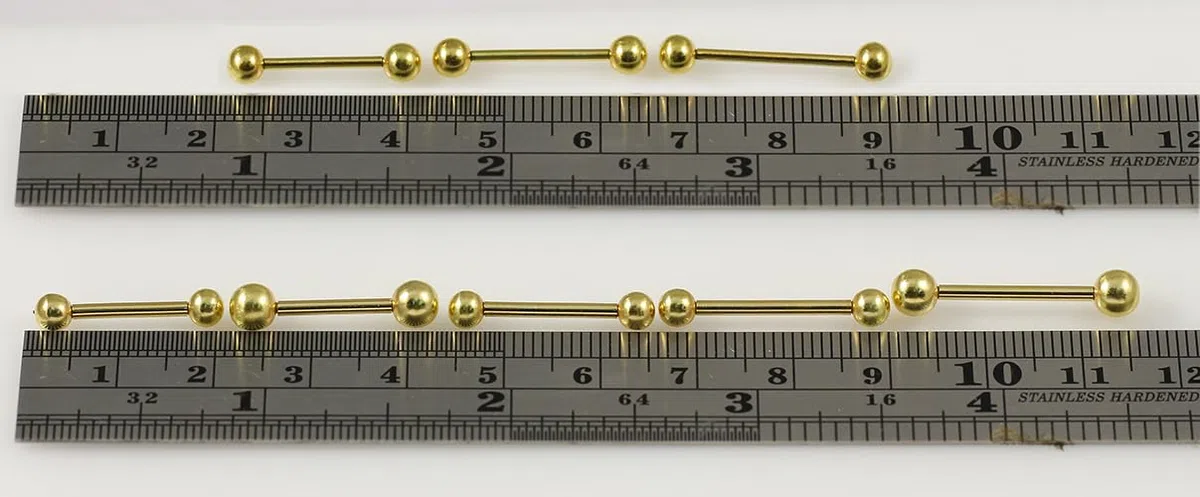 Piercing de oro amarillo macizo de 14 quilates, calibre 14, con bola