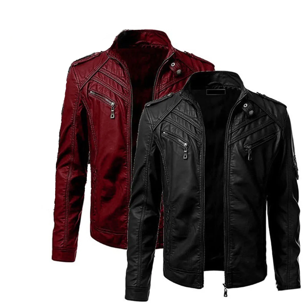 Chaqueta De Imitación De Cuero, Chaqueta para Hombre Acanalada Algodón De Transición Cazadora Moda Casual Chaqueta De Invierno para Hombre Acolchada (Color : Red, Size : 3XL)