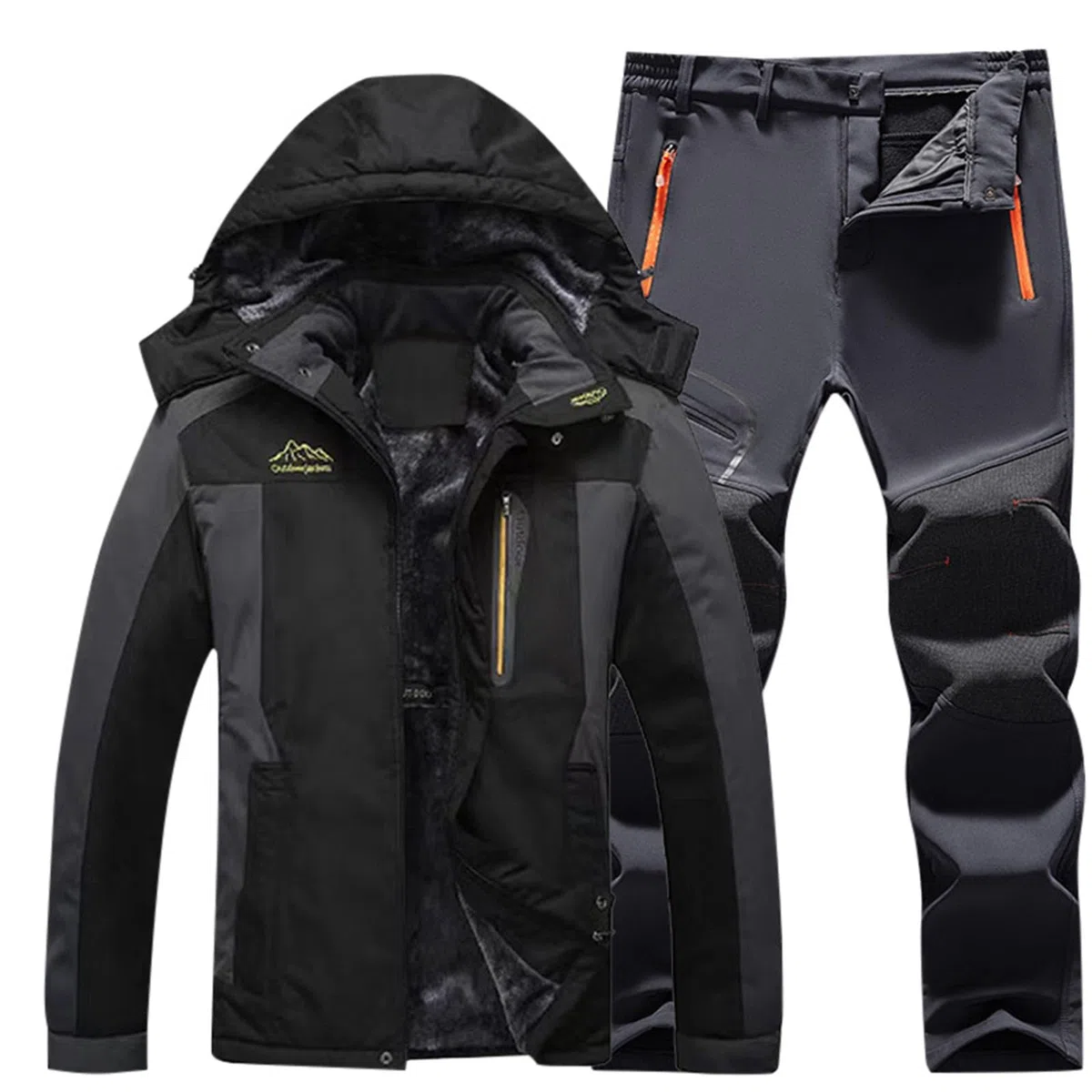 Generisch Ropa deportiva al aire libre, esquí, montañismo, ropa de esquí para hombre, ropa de esquí para invierno, chaqueta con capucha, pantalones adecuados para ropa casual de negocios, ropa de