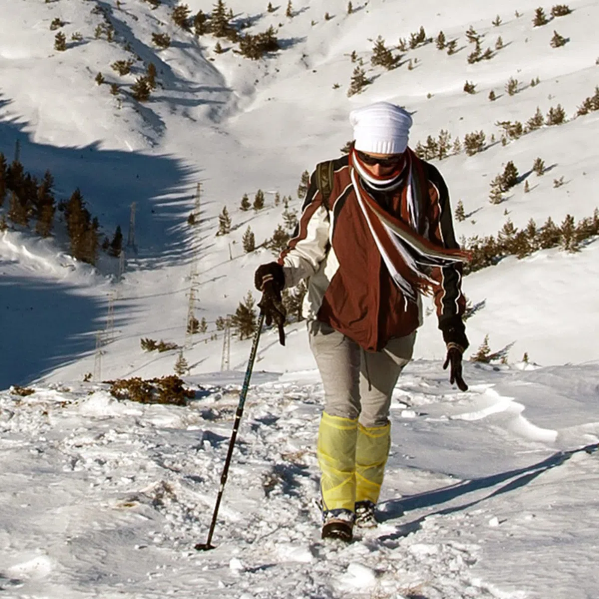Polainas impermeables para piernas de nieve, polainas ajustables para botas de nieve, camping, senderismo, escalada, caza, polainas para zapatos (amarillo, M)