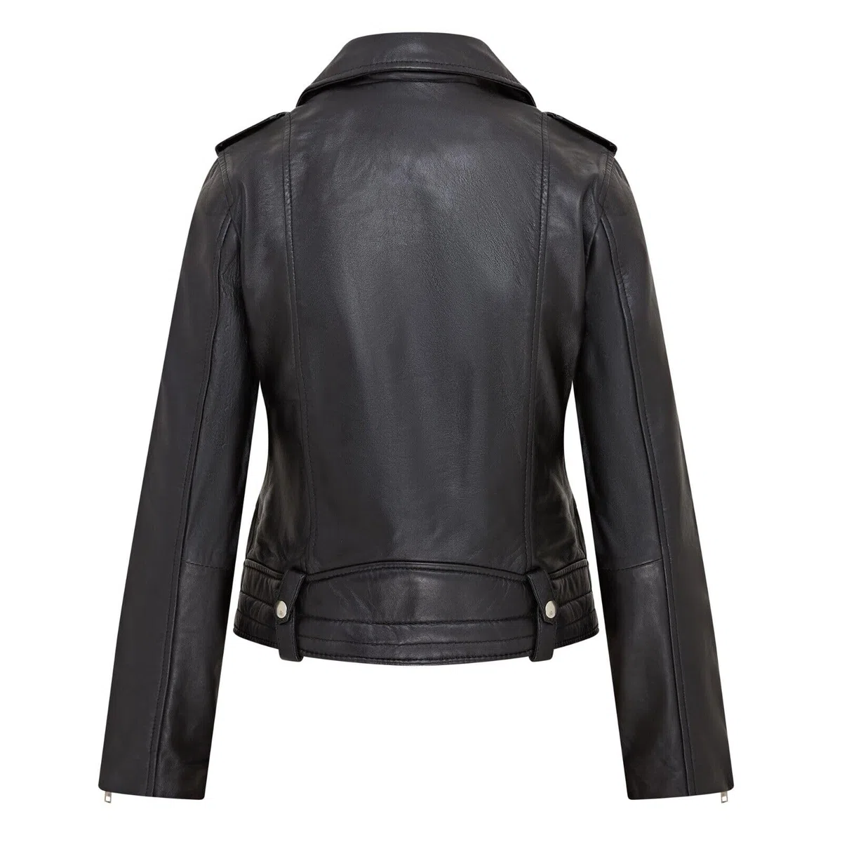 Infinity Leather Chaqueta de Cuero Estilo Motero Brando Clásica Negra Para Mujer
