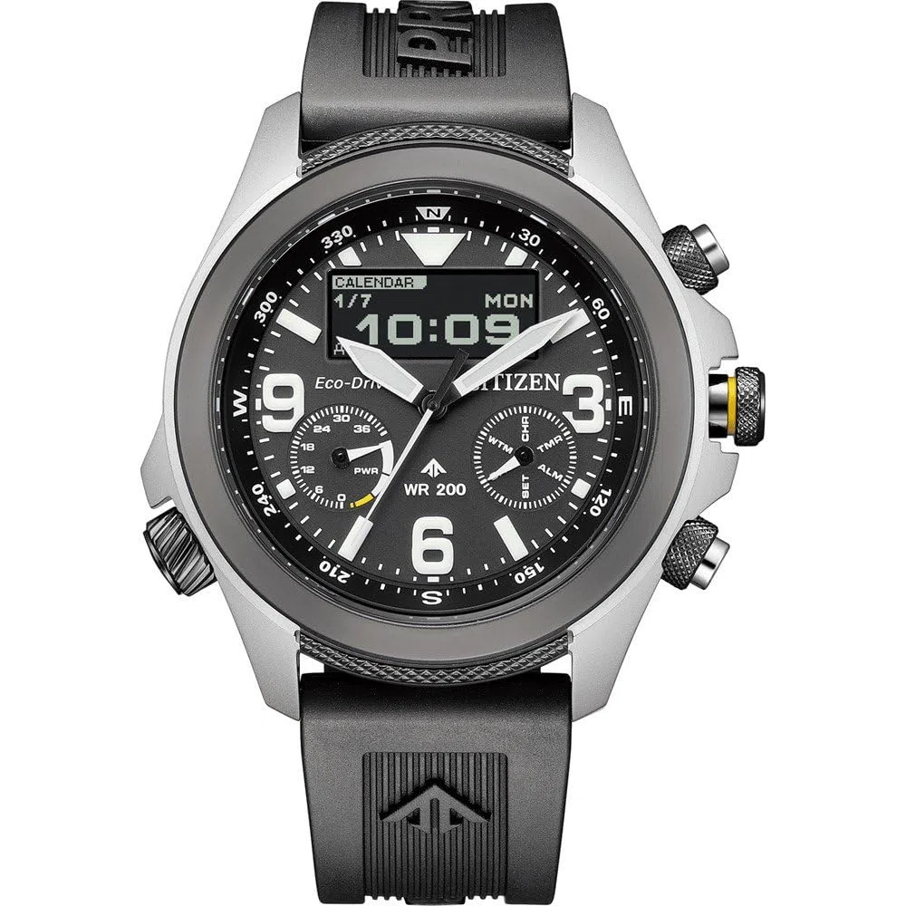 CITIZEN Promaster JV1007-07E Eco-Drive - Reloj solar analógico y digital para hombre con correa de silicona, Deportes