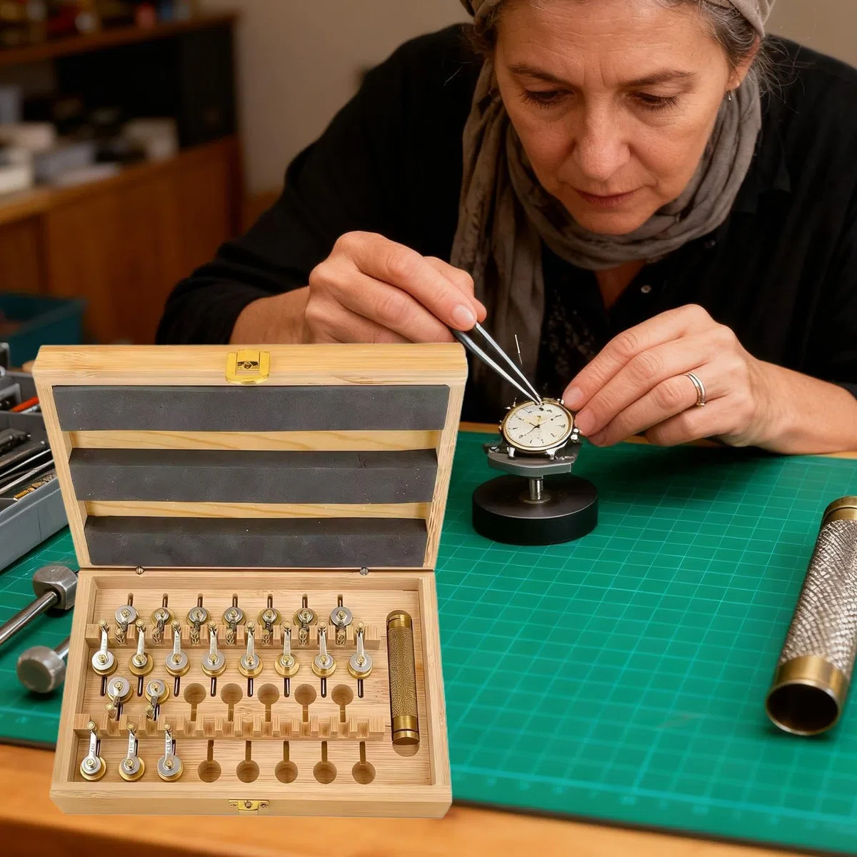 Juego de herramientas de reparación de relojes, accesorios para relojeros, para el mantenimiento y reparación de relojes de abuelo por relojeros para el hogar, la industria y el comercio