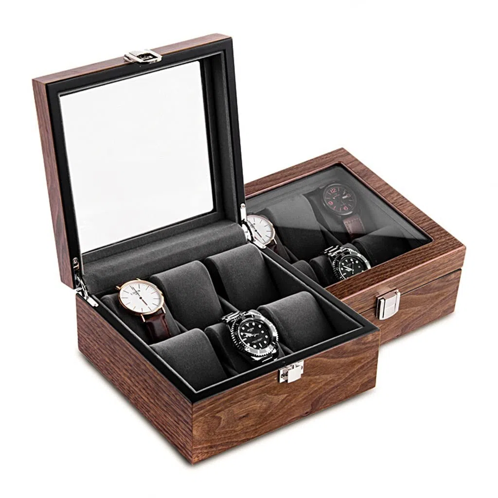 Caja de colección pulsera reloj mecánico marrón for hombre(B)