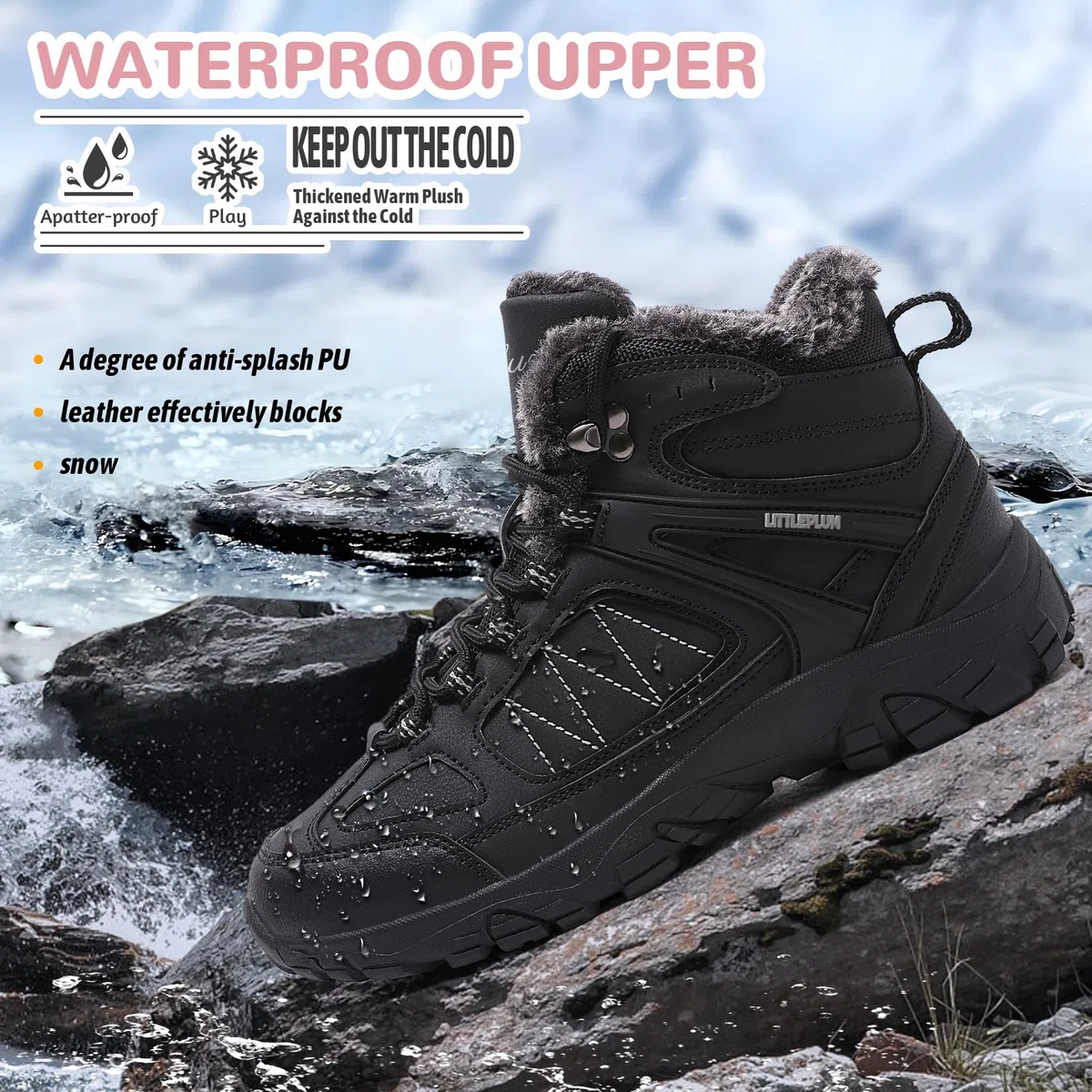 ASHION Botas Mujer Calzado Algodón Botas Invierno Trekking Nieve Botas Relleno Caliente,Negro, 41 EU