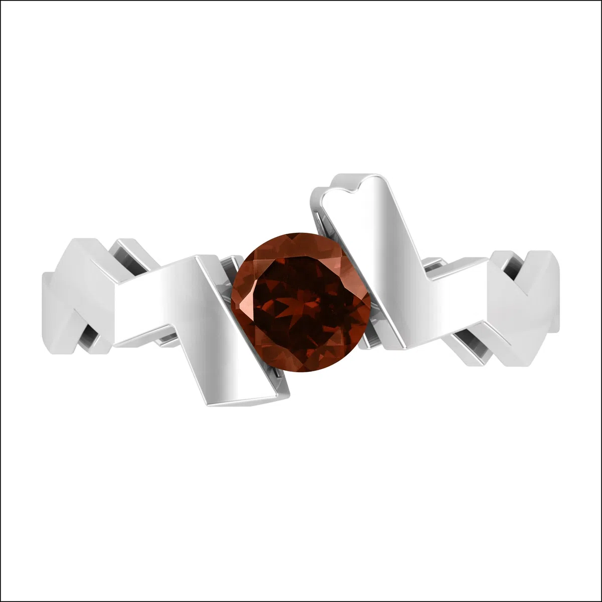 Dazzlingrock Collection Anillo de compromiso solitario en zigzag granate redondo de 5 mm para mujer en plata de ley 925