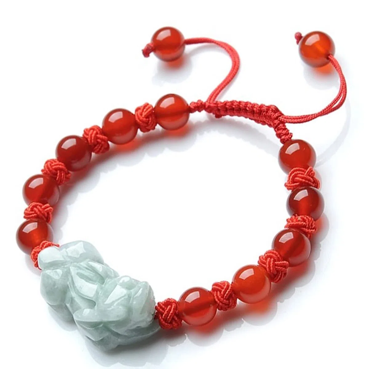 ZXQUEGF Pulsera Feng Shui, Pulsera Feng Shui, Pulsera de Jade para Mujeres y Hombres, Pulsera de la Suerte, Pulsera China de Piedras Preciosas de Jade, Pulsera de Hilo Rojo, Amuleto, Rojo, ágata roja