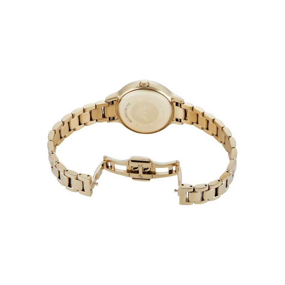 Emporio Armani Reloj para Mujer, 32 mm de Tono Dorado, Mecanismo de Cuarzo con Tres manecillas y Correa de Acero Inoxidable