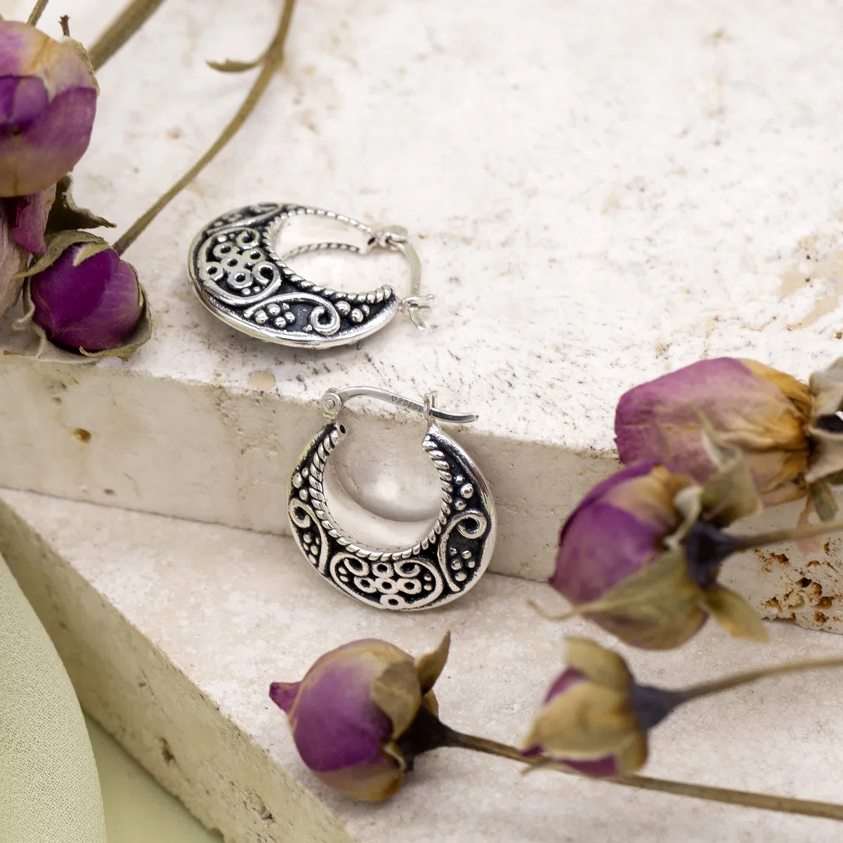 Tuscany Silver Pendientes de aro Mujer plata oxidada fina 925-8.51.2129