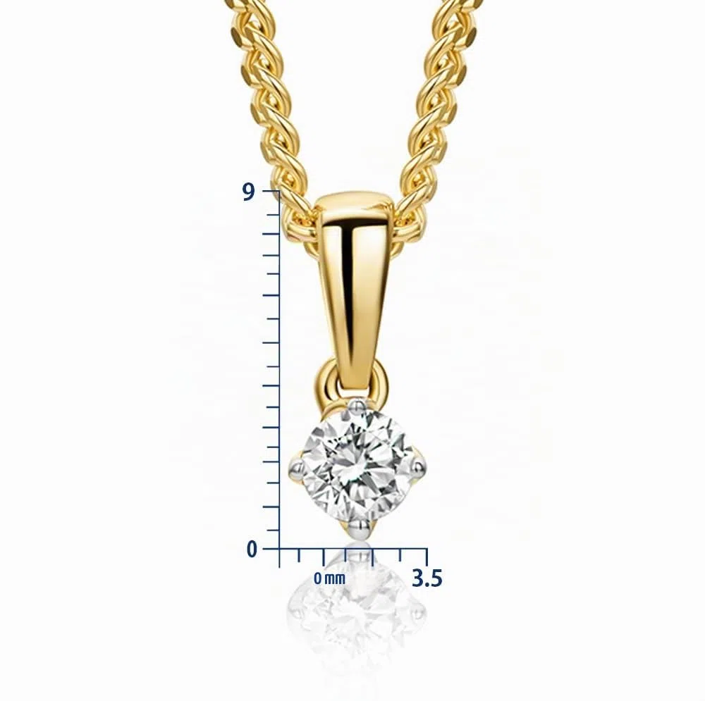 MIORE Collares Mujer, colgante en oro blanco o amarillo de 9 quilates 375, con cadena de plata de ley 925 o de plata chapada en oro de 18 quilates, con diamante de 0,10 ct o 0,15 ct o 0,25 ct