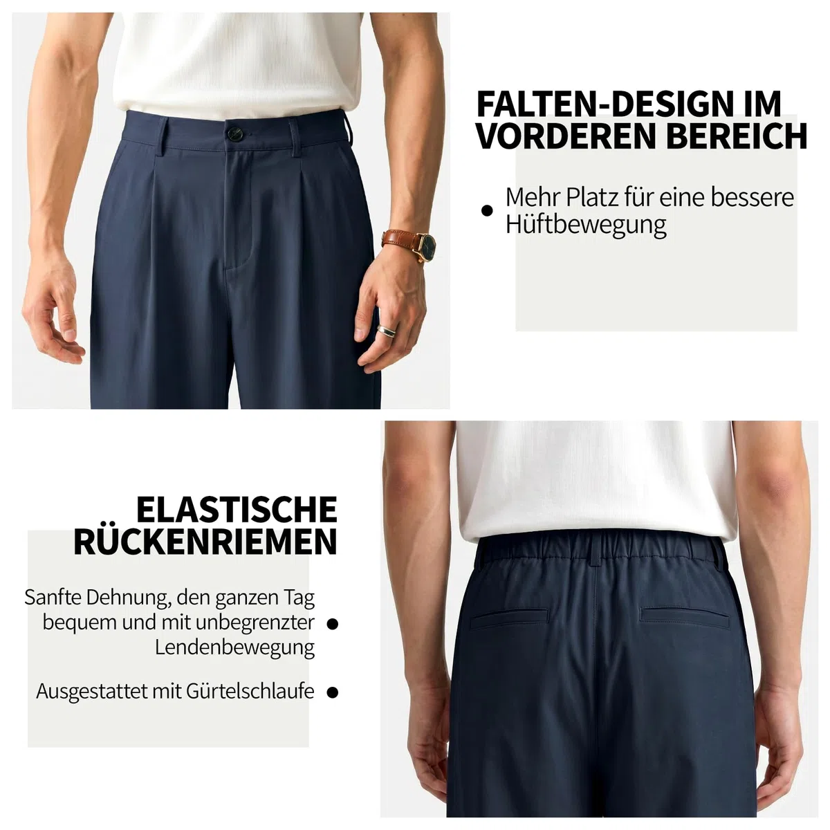 Heyfanee Pantalones chinos para hombre, corte holgado, pantalones ligeros de traje de verano con bolsillos | Lyocell Stoff,Atmungsaktiv,Leicht,Bundfalten,Modern Business
