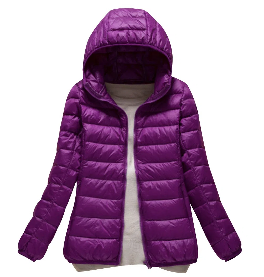 Abrigo Plumas con Capucha Mujer Abrigos Acolchado Plumiferos Ligeros Chaquetas Chaquetones Plumon Anorak Plumifero Corto Cazadoras Chaqueta Acolchada Mujer Plumas Ultralight Invierno Morado M