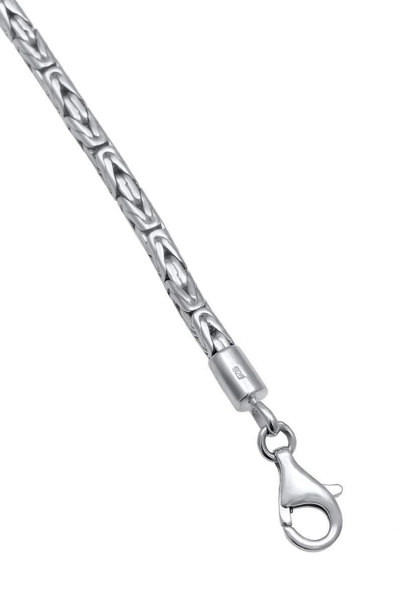 Kuzzoi Exclusivo collar de plata 925 para hombre (4 mm), cadena bizantina de plata maciza para hombre sin colgante, longitud 50 cm – 60 cm, 0109841420, 50 cm, Plata esterlina, Plateado