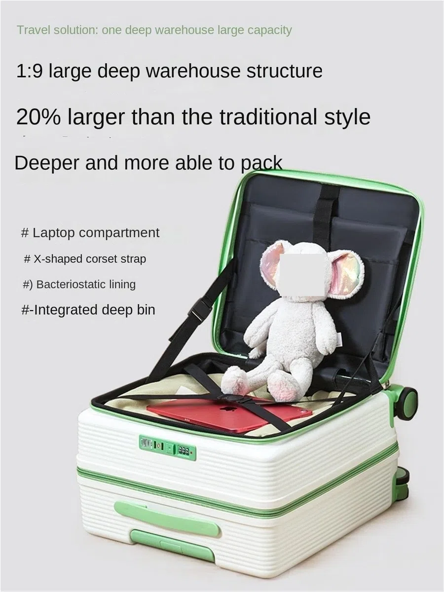 Maleta Maleta Portátil con Compartimento Profundo For Equipaje De Mano For Viajes Negocios Maletas De Viaje(Black,18inch)