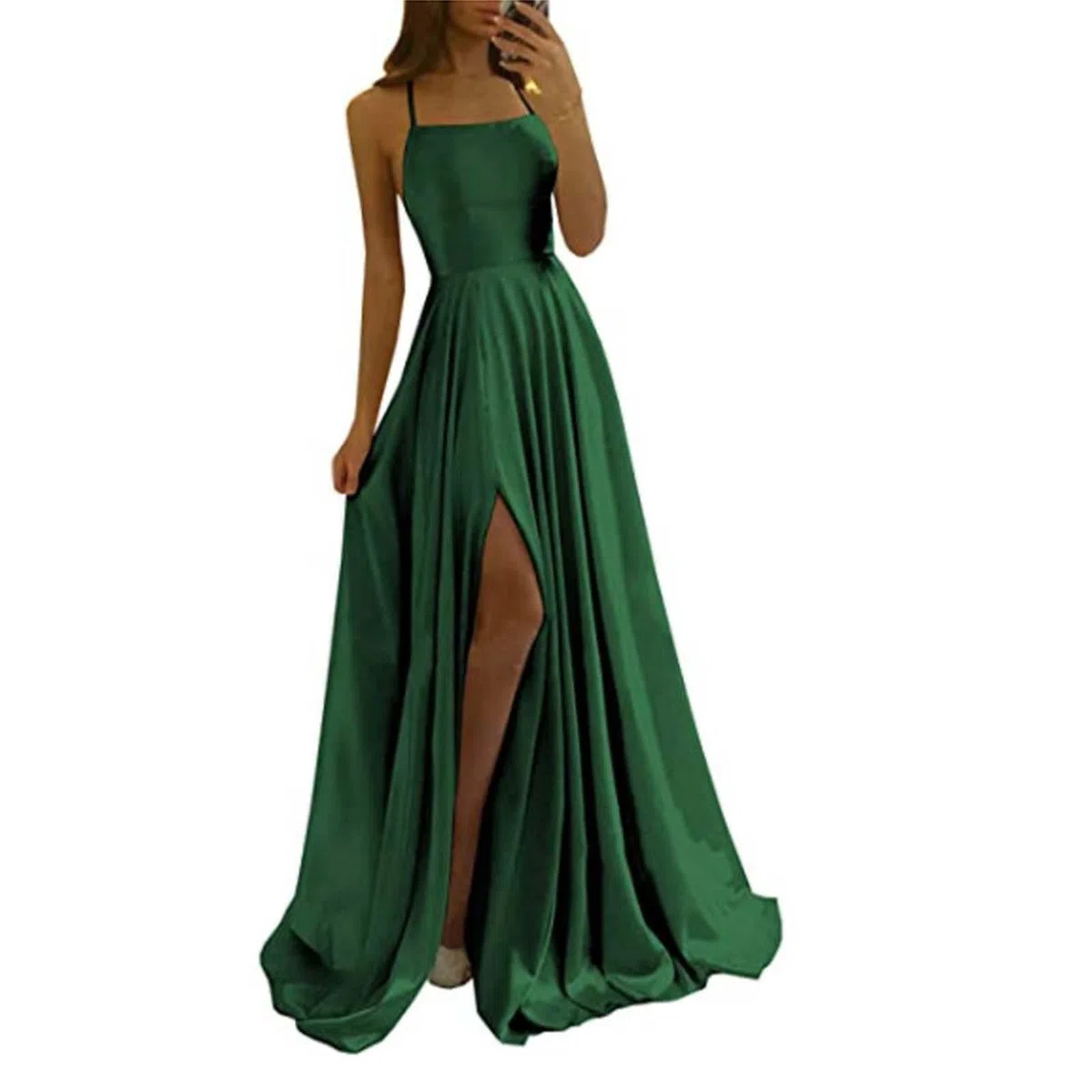 Vestido de Noche Elegante para Mujer con Detalles Sensuales en Gasa y Abertura Frontal