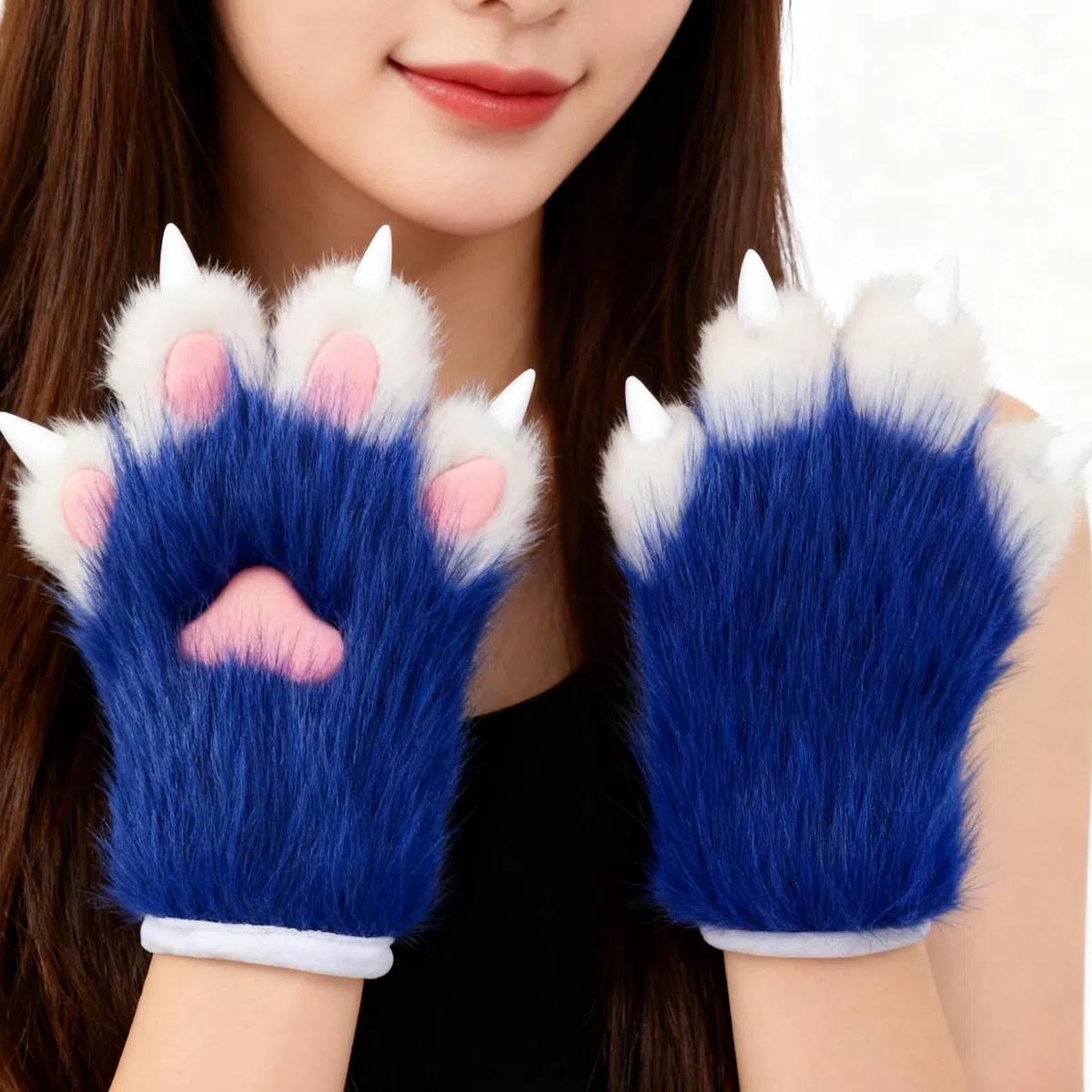 Guantes peludos de felpa con patas de gatos, guantes de patas de animales para eventos temáticos de vacaciones, disfraces para mujeres y niñas, accesorios de disfraces, guantes cálidos para niños