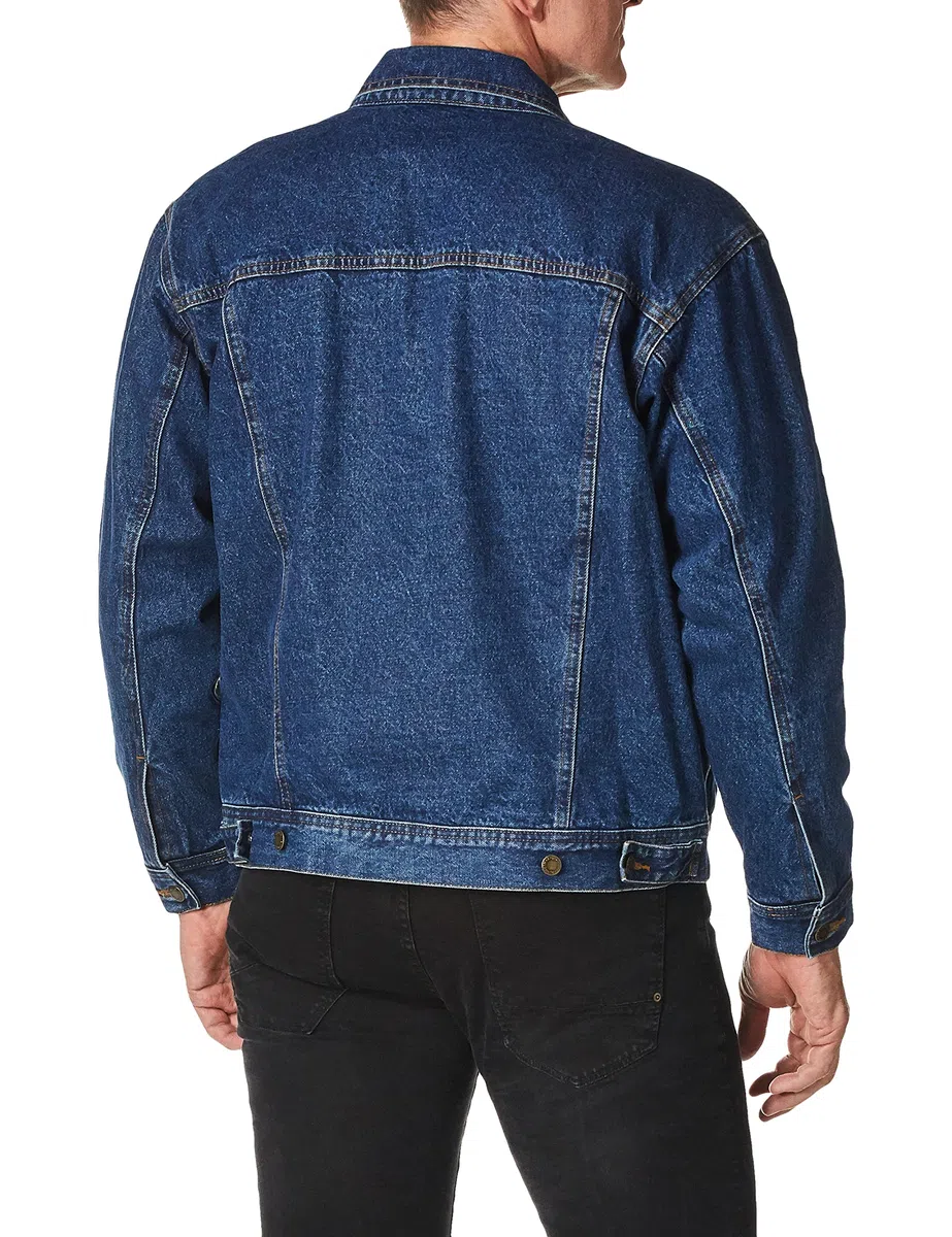 Wrangler Chaqueta vaquera con forro de franela resistente para hombre, Azul marino (Antique Navy), 5X