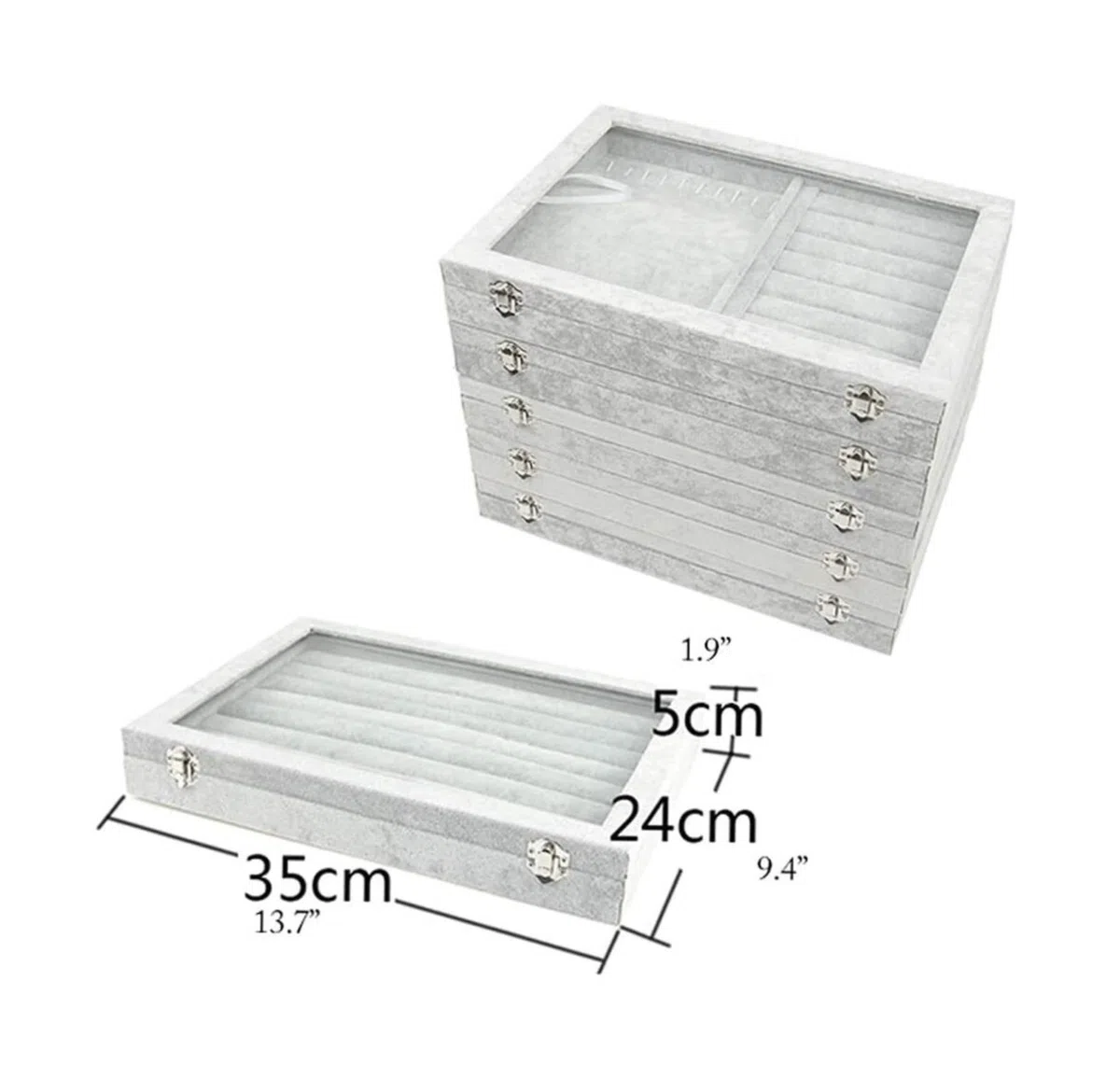 NZPOST Joyero con Tapa de Cristal Transparente, 10 diseños Diferentes, Organizador de Joyas de Terciopelo, joyero