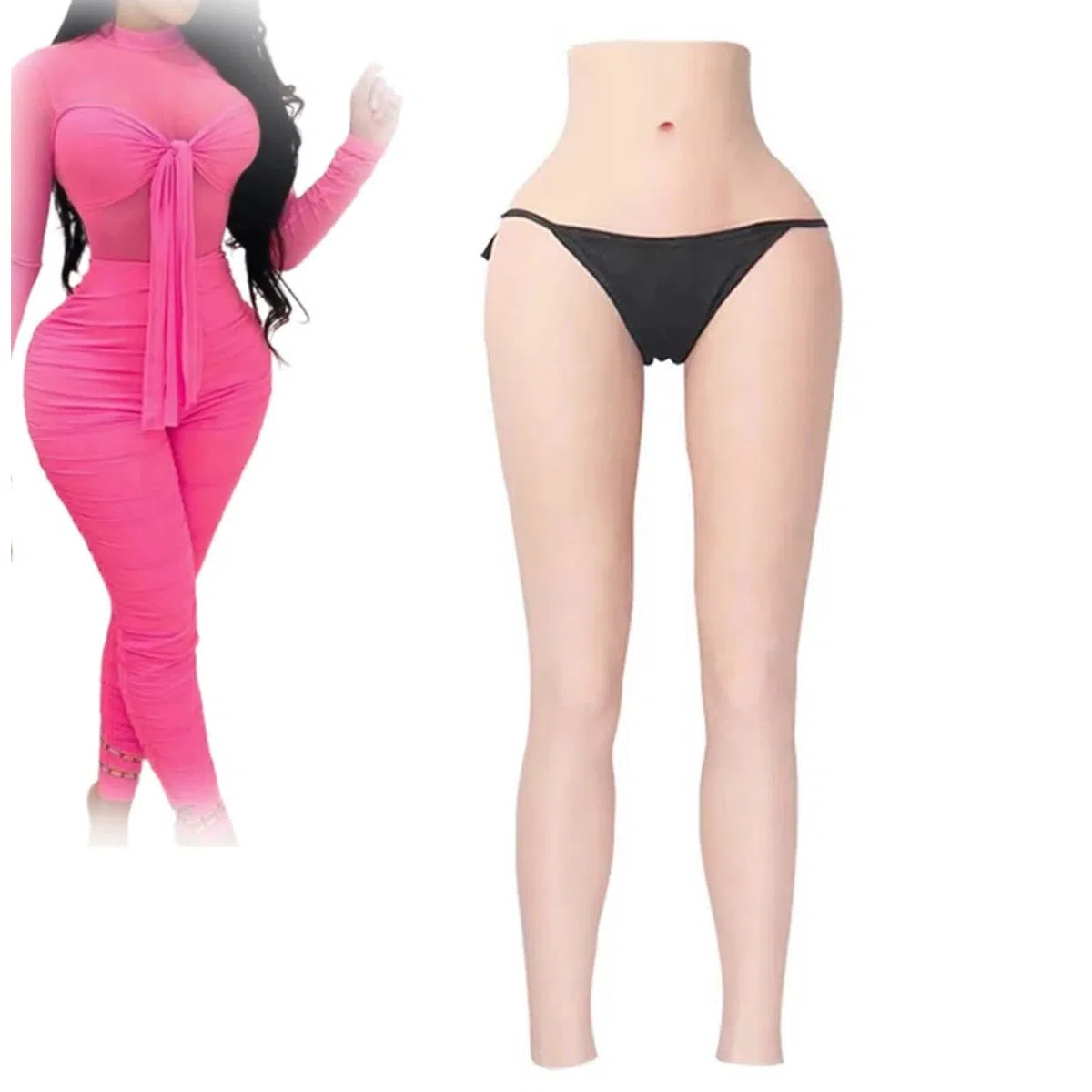 Adima Pantalón Reductor De Cadera Pantalón De Silicona Enchufable De Alta Elasticidad para Drag Queen Cosplay Crossdresser,Marrón,Upgrade