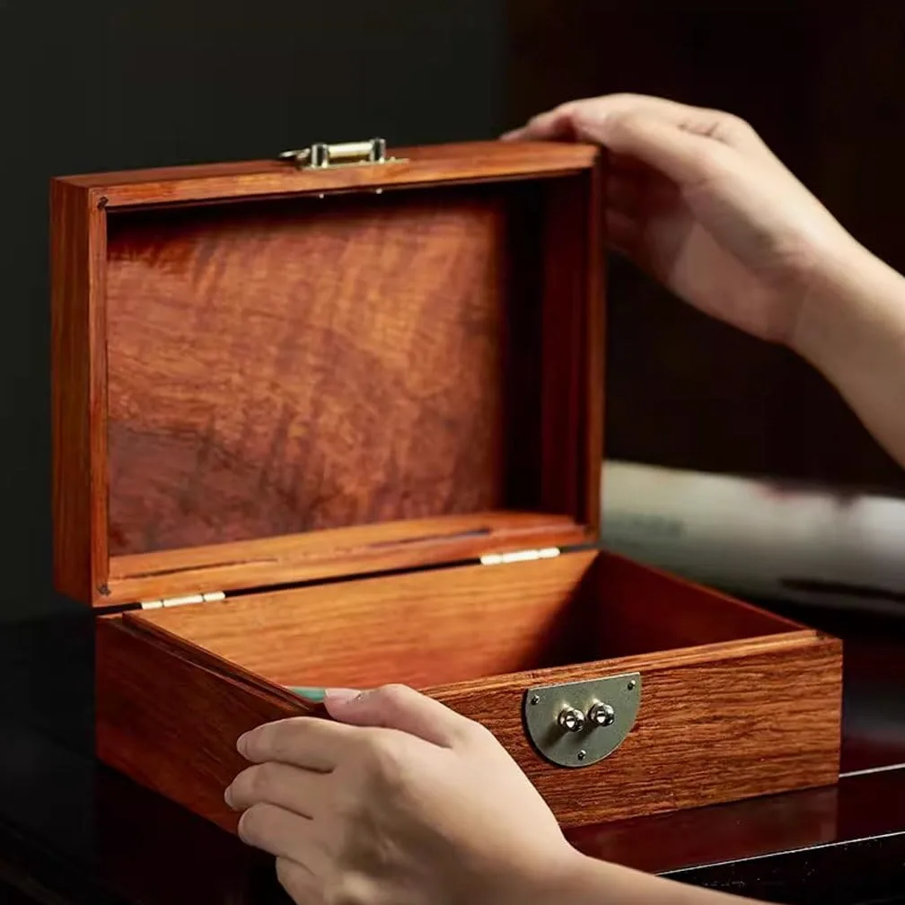 ASWAD Organizador de Almacenamiento de Joyas Caja de almacenamiento de joyería de madera maciza con cerradura, pulsera decorativa, pendientes, collar, joyero